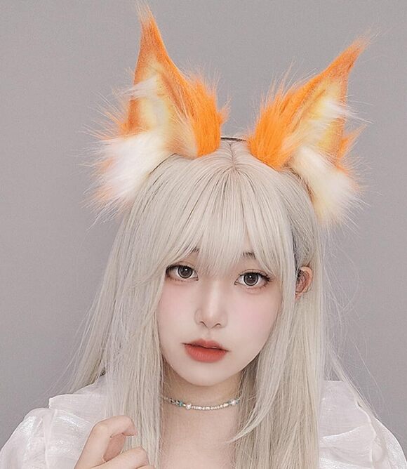 3135 Orange Cat Ears Headband Fox Wolf Lynx Ears Headwear Animal Hairband main image 3